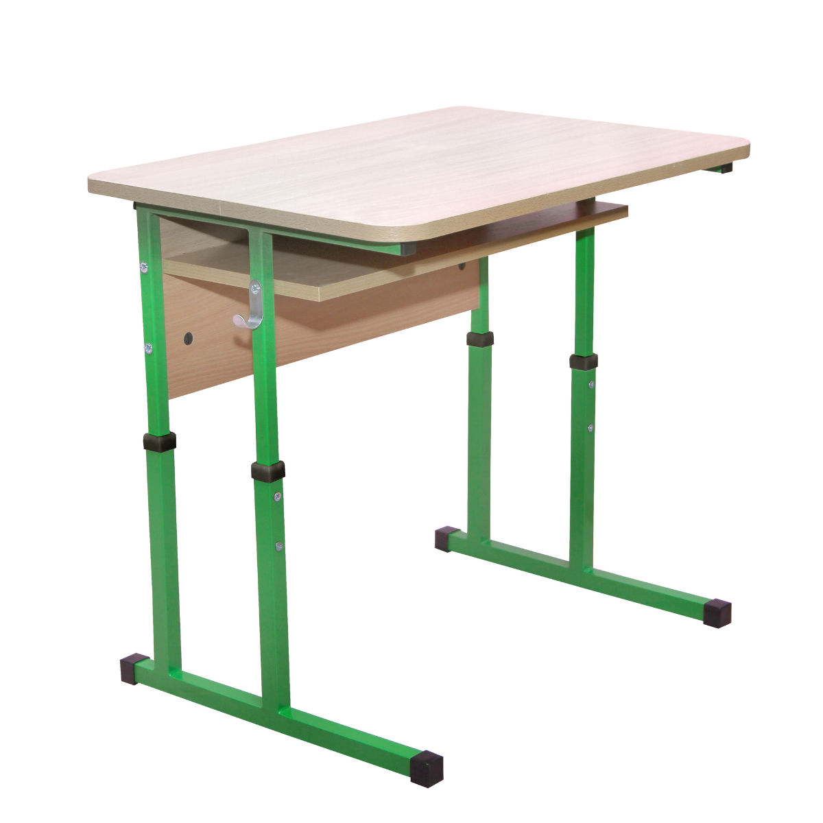 Стіл учнівський 1-місний з полицею, на ростові групи №4-6, каркас - квадратна металева труба, АЛМАНТ, 700х500х640-760 мм.